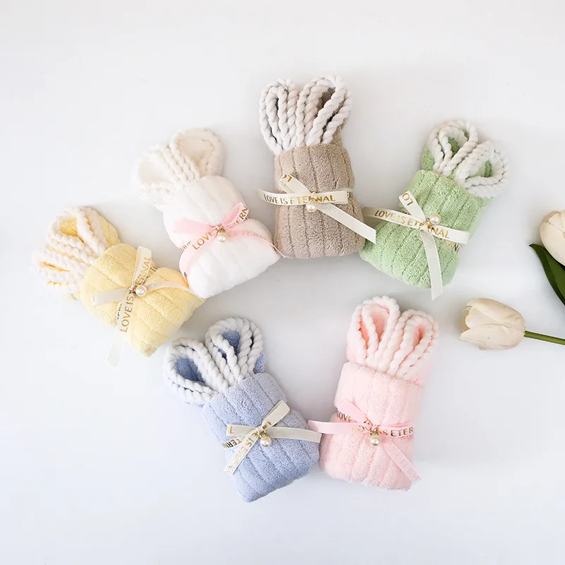 10pcs/5sets Bunny Shaped Towel Set Includes 5 Towels and 5 Bags Coral Fleece Souvenirs and Christmas and Birthday Party Gifts