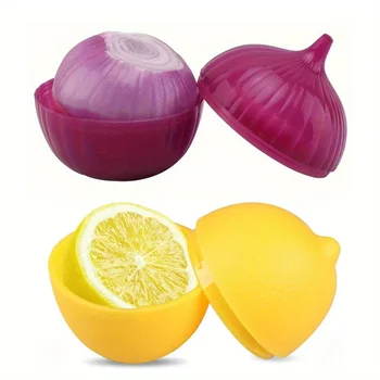1pc Food Savers, Lemon & Onion Shaped, Multipurpose, Freezer Safe, Flip Top, Hand Wash, Durable plastic storage containers 1