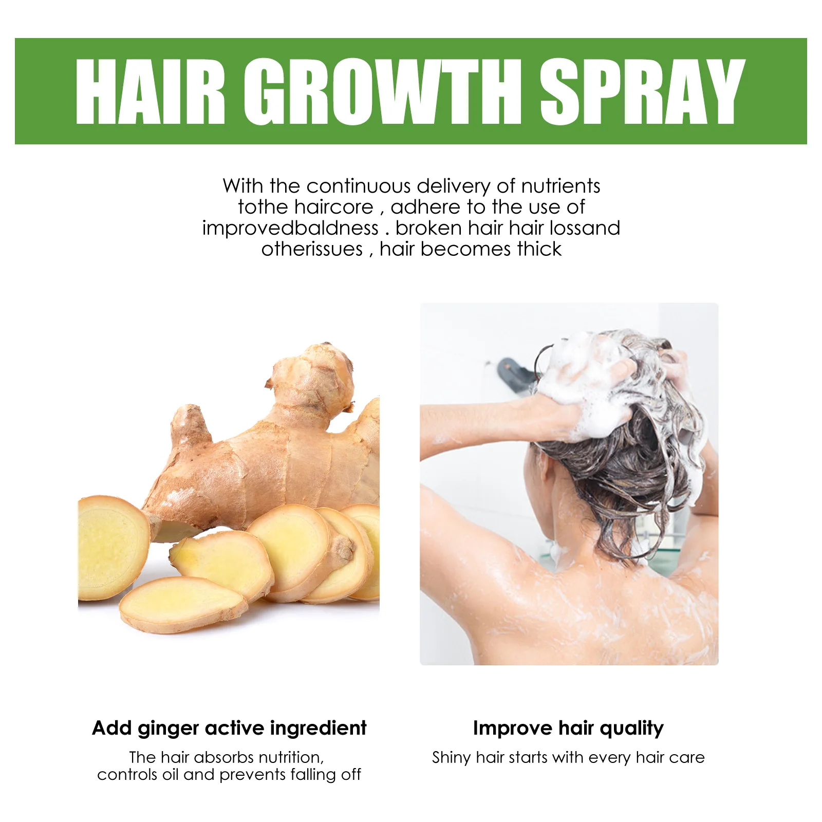 Ginger-Infused Hair Strengthening Serum & Nourishing Scalp Treatment