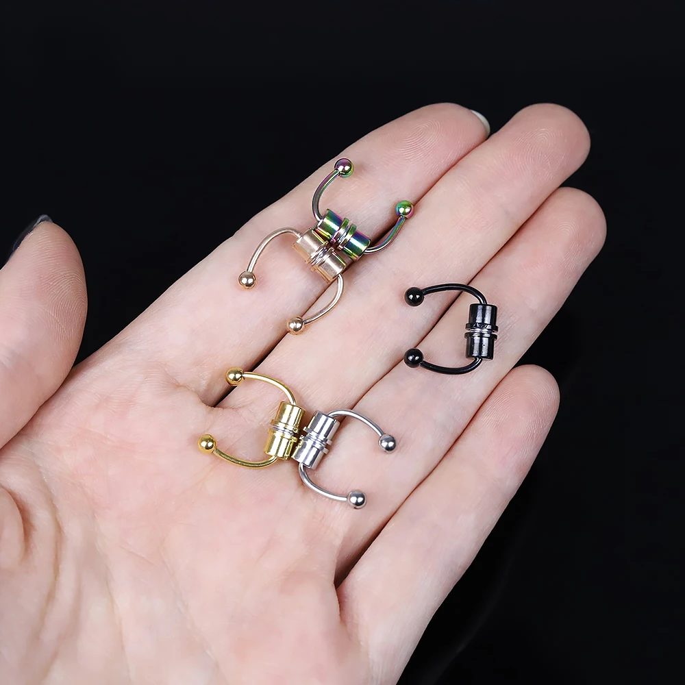 Fake Nose Ring Hoop Nose Septum Rings Stainless Steel Magnet Nose Punk Fake Piercing Body Jewelry Hip Hop Rock Ear clip Jewelry