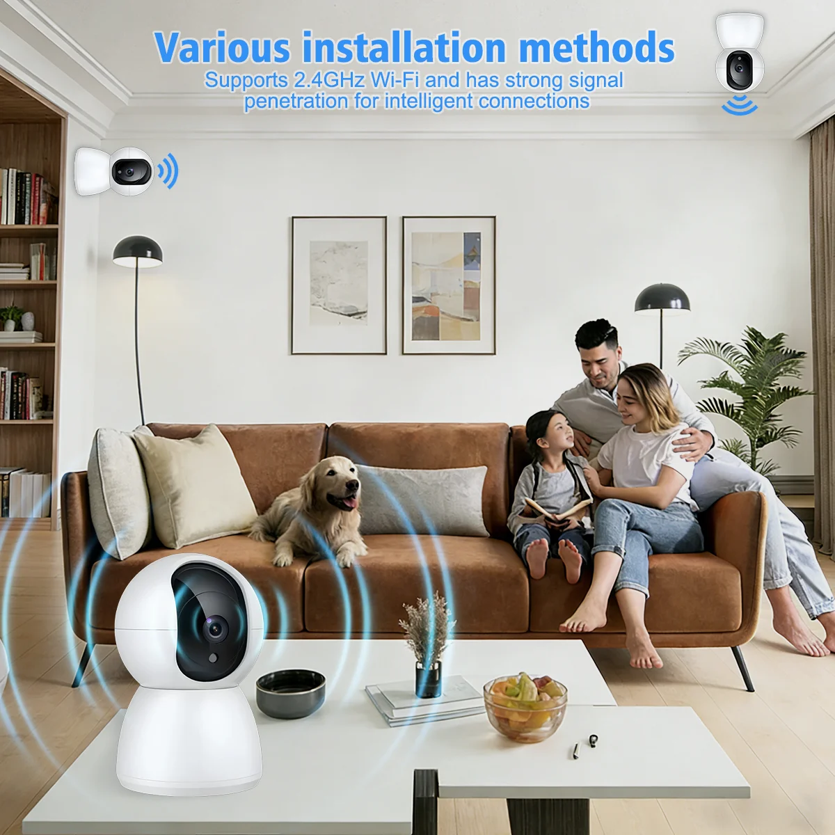 1080P WiFi IP Camera 355° Pan 90° Tilt PTZ Home Security Camera Two-way Audio Night Vision Motion Detection Baby Monitor 4