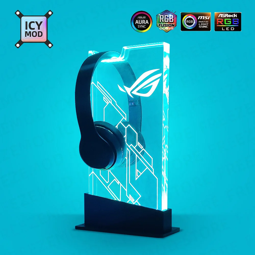 Chassis RGB Headset Holder ARGB Transparent AURA SYNC Headphone Bracket Customizable ROG Gamers DIY Stand 5V3PIN PC MOD
