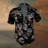 Summer Retro Flower Skull Pattern Men's Short Sleeved Shirt Men's Fashion Street Trend Horror Skull Party Men Oversized T-Shirt 2