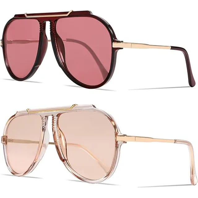 Lunettes de soleil ovales rétro de luxe pour femmes, monture large, verres rouge champagne, style pilote carré, protection UV400, lunettes de soleil surdimensionnées pour hommes 1