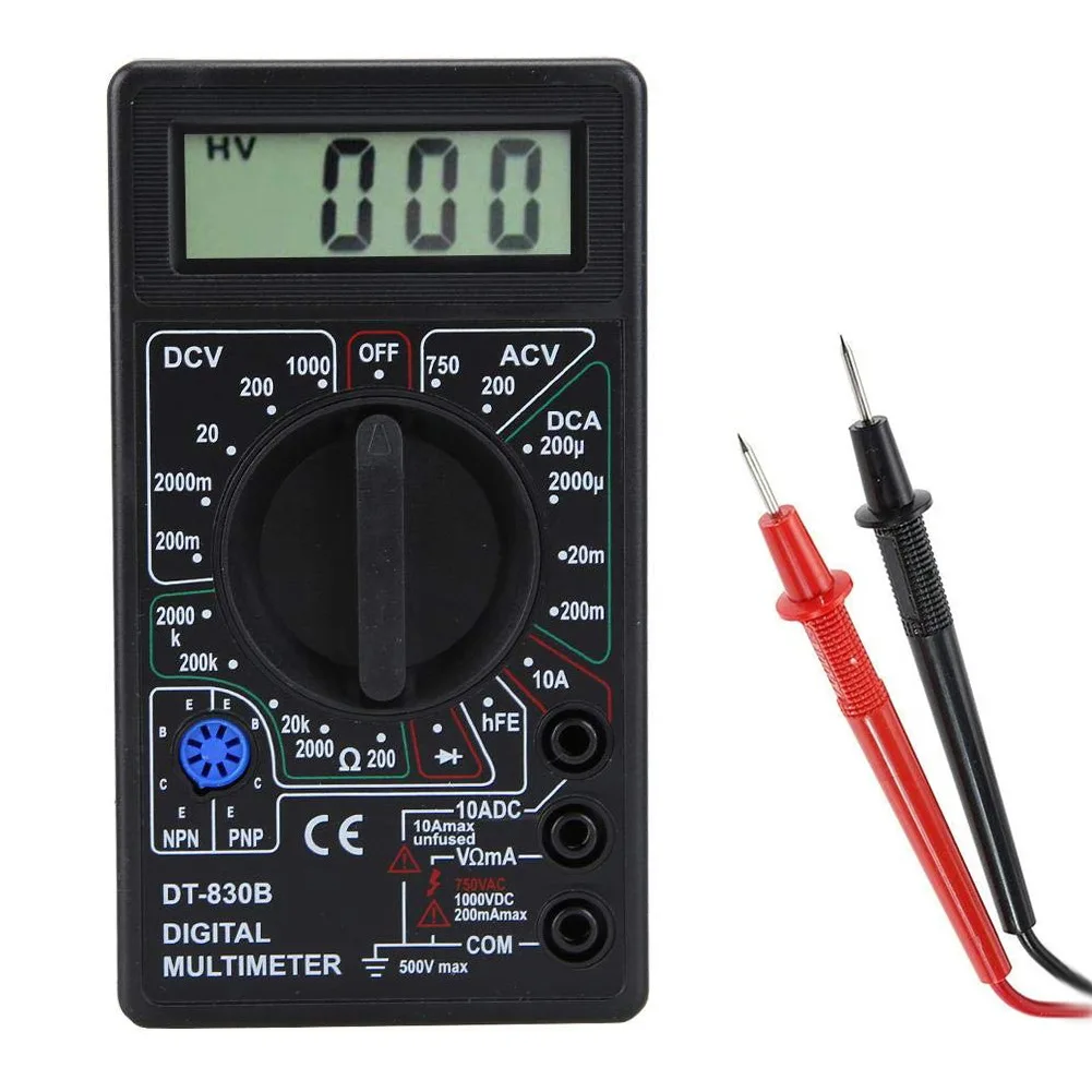 

DT-830B Digital Multimeter AC DC Voltage Diode Freguency Multitester Current Tester Luminous Display with Buzzer Function