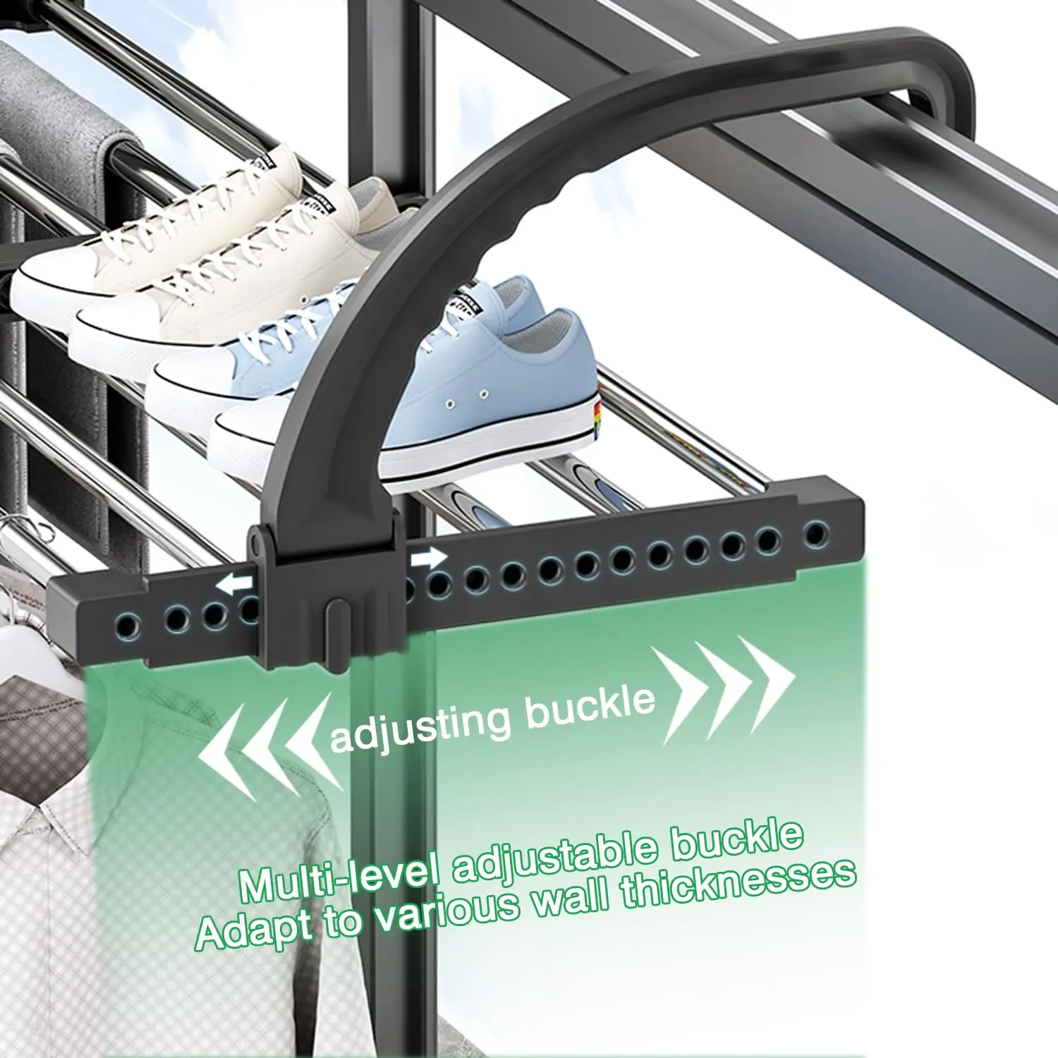 Portable Clothes Drying Rack for Balcony, Foldable Railings Windowsill, Retractable Radiator Cloth Airer,Folding Travel RV Rack 3