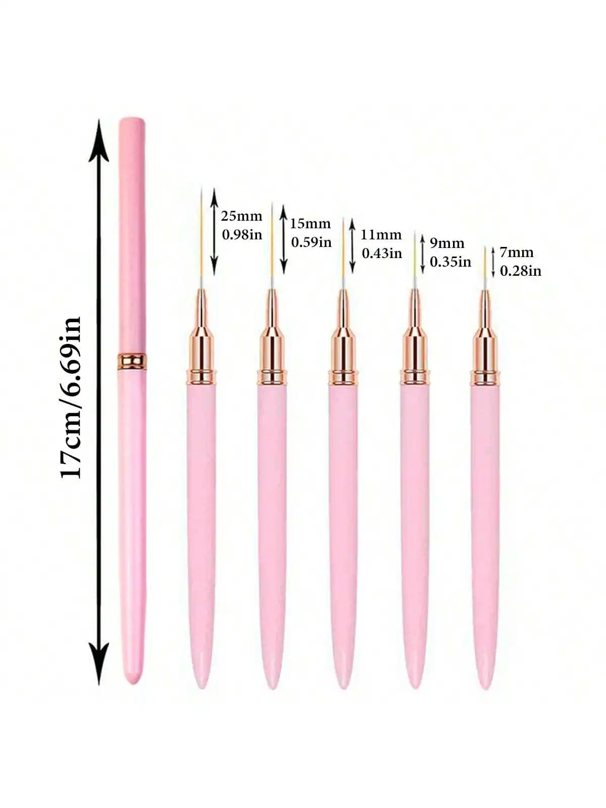 5/10PCS Nail art Liner Pinsel Längliche Linien Striping Zeichnung UV Gel Malerei Nagel Design Stift doppelseitige bohrer Stift Professio – Detail 4