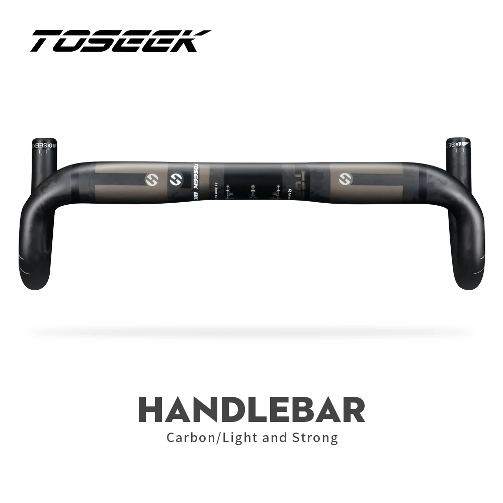 

TOSEEK Road Bicycle Carbon Handlebar Cycling Bike Parts Road Handlebars 31.8mm 400/420/440mm External Routing UD Matte