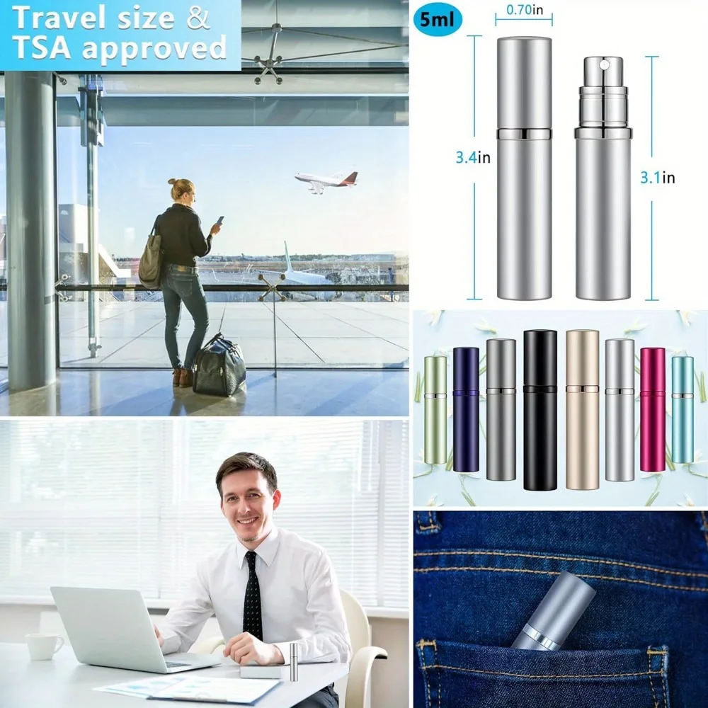 Refillable Perfume Spray Travel Bottle 3-piece Set 5ml Leak-proof Luxury Travel Perfume Bottle, Portable Sprayer