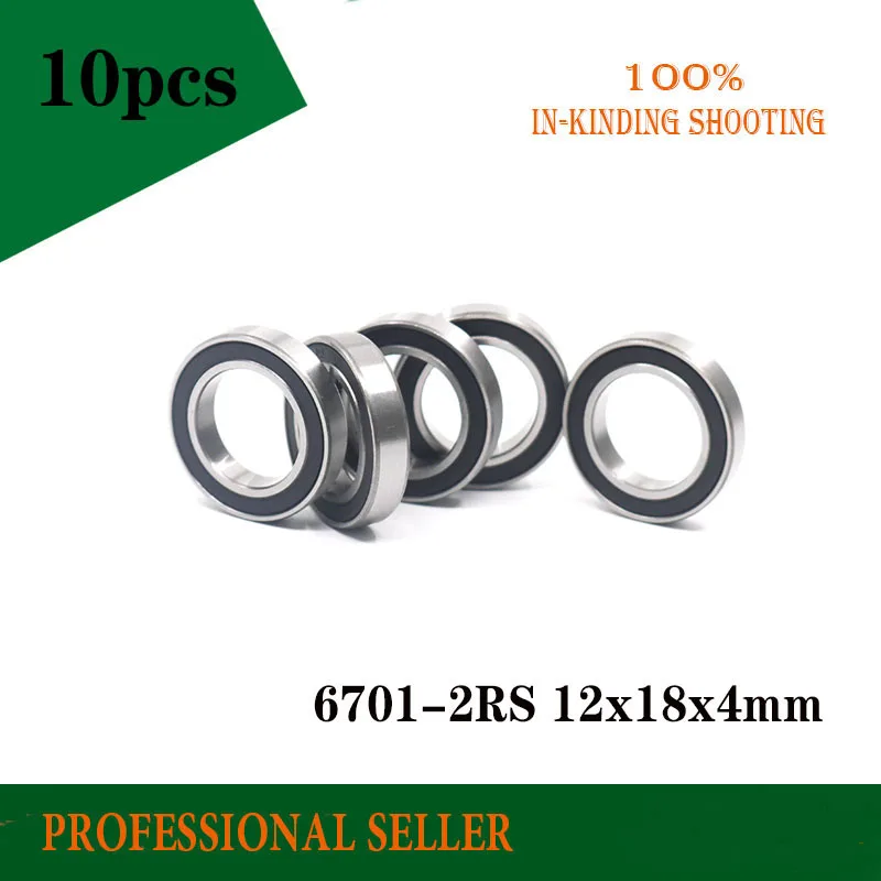 6701rs Bearing Abec-3 (10pcs) 61701rs 6701 2rs 12x18x4 Mm Thin Section ...
