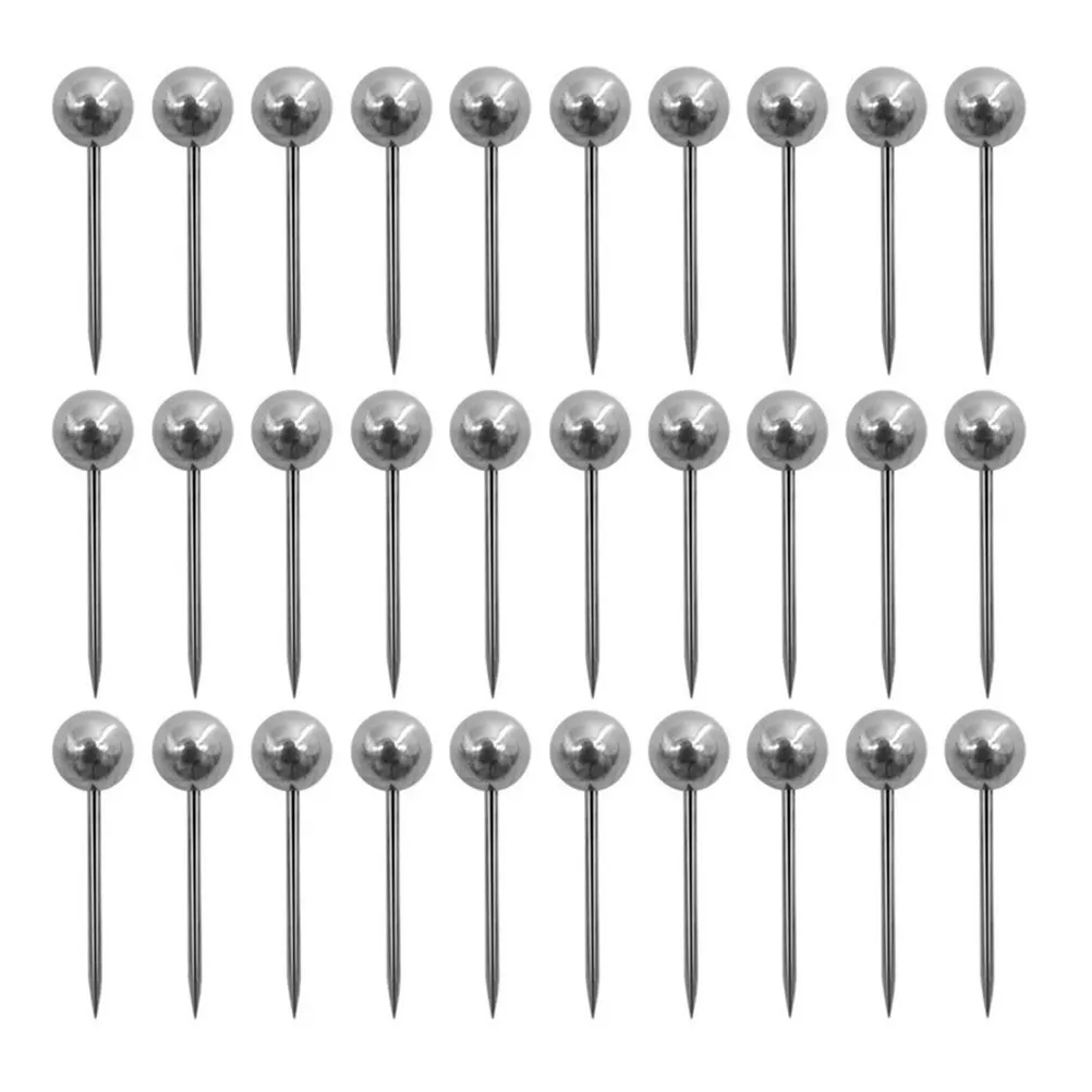 500개 세련된 원형 압정, 코르크보드, 게시판, 지도, 사진, 메모, 노트, 디스플레이, 벽걸이, 사무실용 고강도 금속 압정