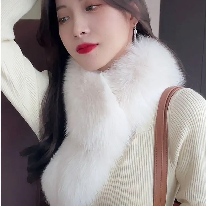 

Real Fox Fur Scarf Candy Color Collar Shawl Neck Warmer Shrugs Keep Warm Thickening Fashion Shawl Soft Comfortable Scarf