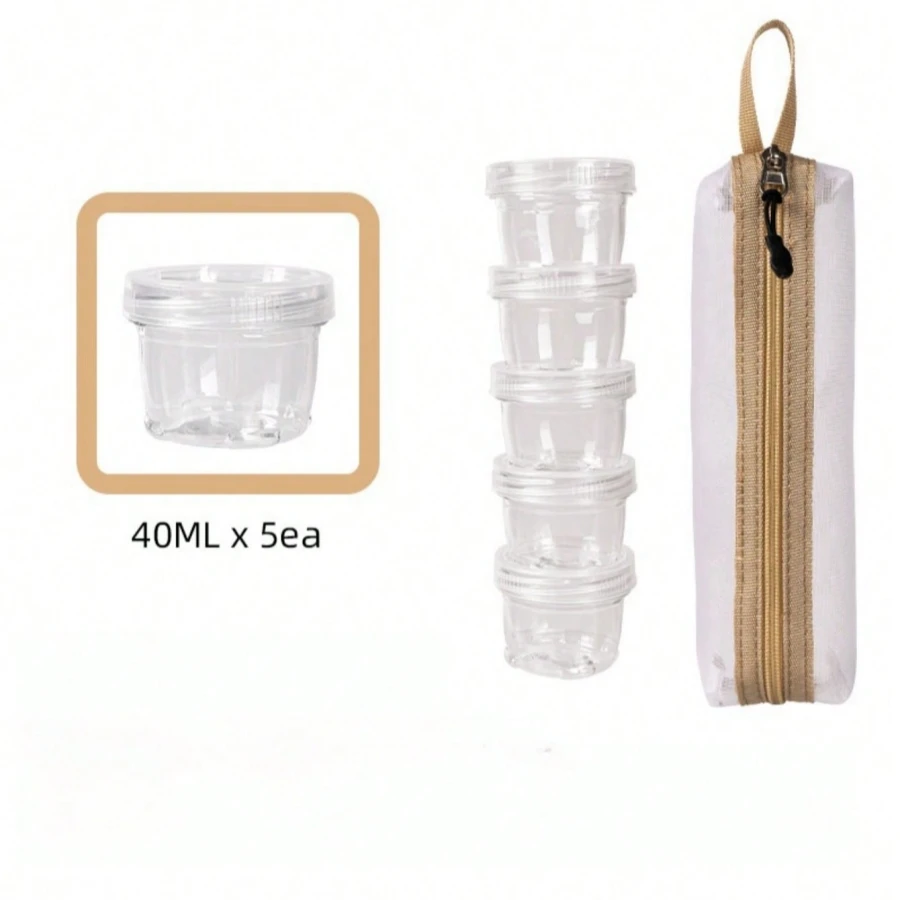 1 pc Camping Spice set, spice container bag (including 5 transparent spice bottles) travel box, container set