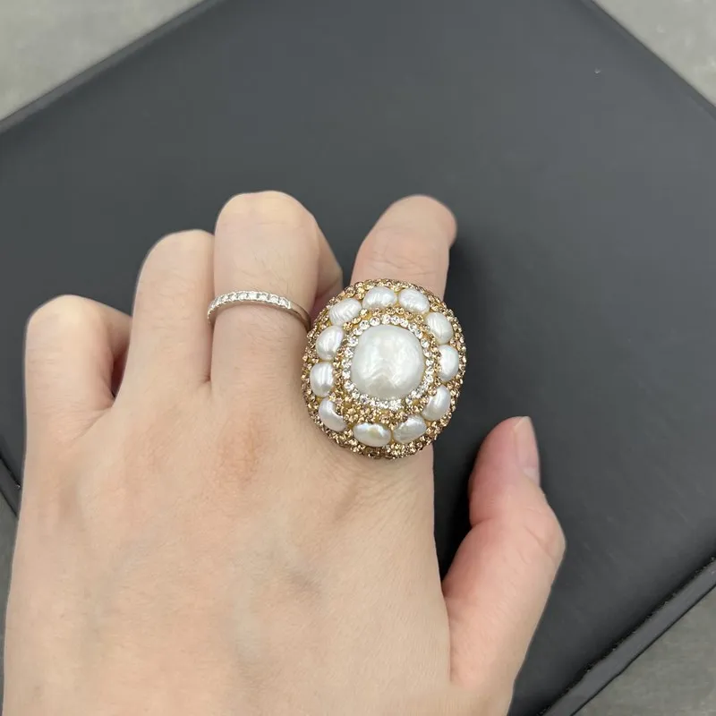 

Женское кольцо с пресноводным жемчугом и цирконом, 1 шт.