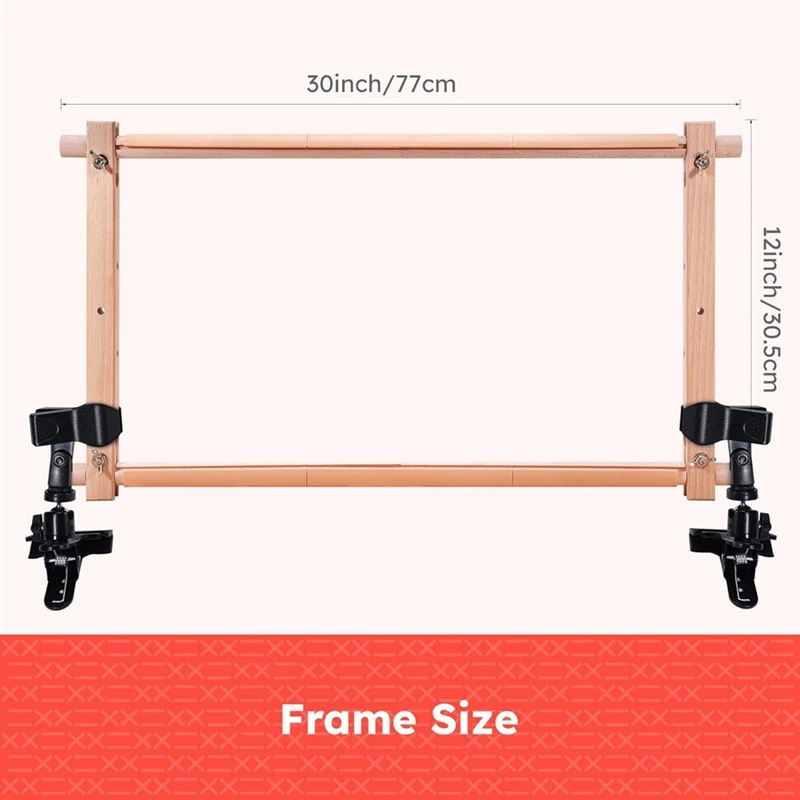 Rotating Wooden Crossstitch Frame-With Clip, Adjustable Large Embroidery Hoop Holder, Suitable For Sewing Crafts Durable
