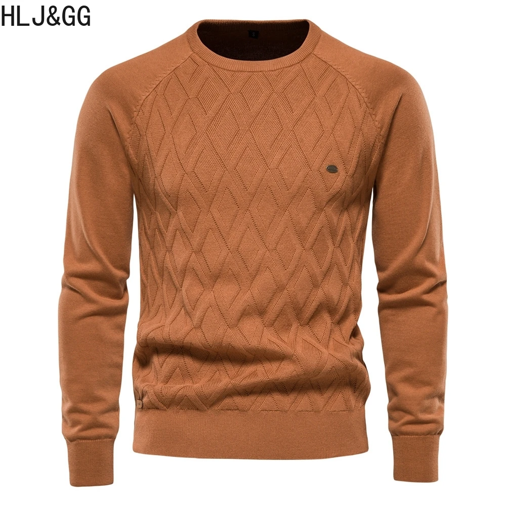 HLJ&GG Classic Solid Color Mens Sweaters Casual O-neck Long Sleeve Knitted Male Pullover High Quality Man's Warm Sweaters New