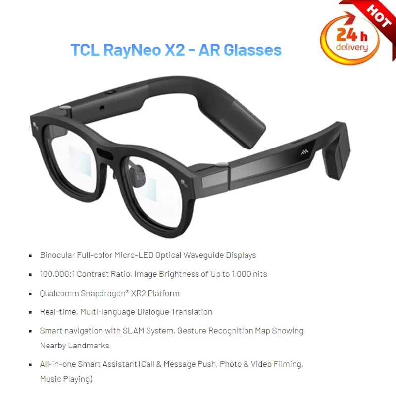 Tcl RayNeo-X2 arメガネ、映画、双眼鏡、フルカラー、マイクロLED 