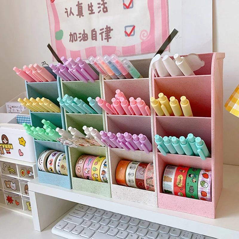 

Desk Organizer Pen Holder Pencil Makeup Brush Storage Box School Supplies Desktop Office Accessory Office Stationery Storage Box
