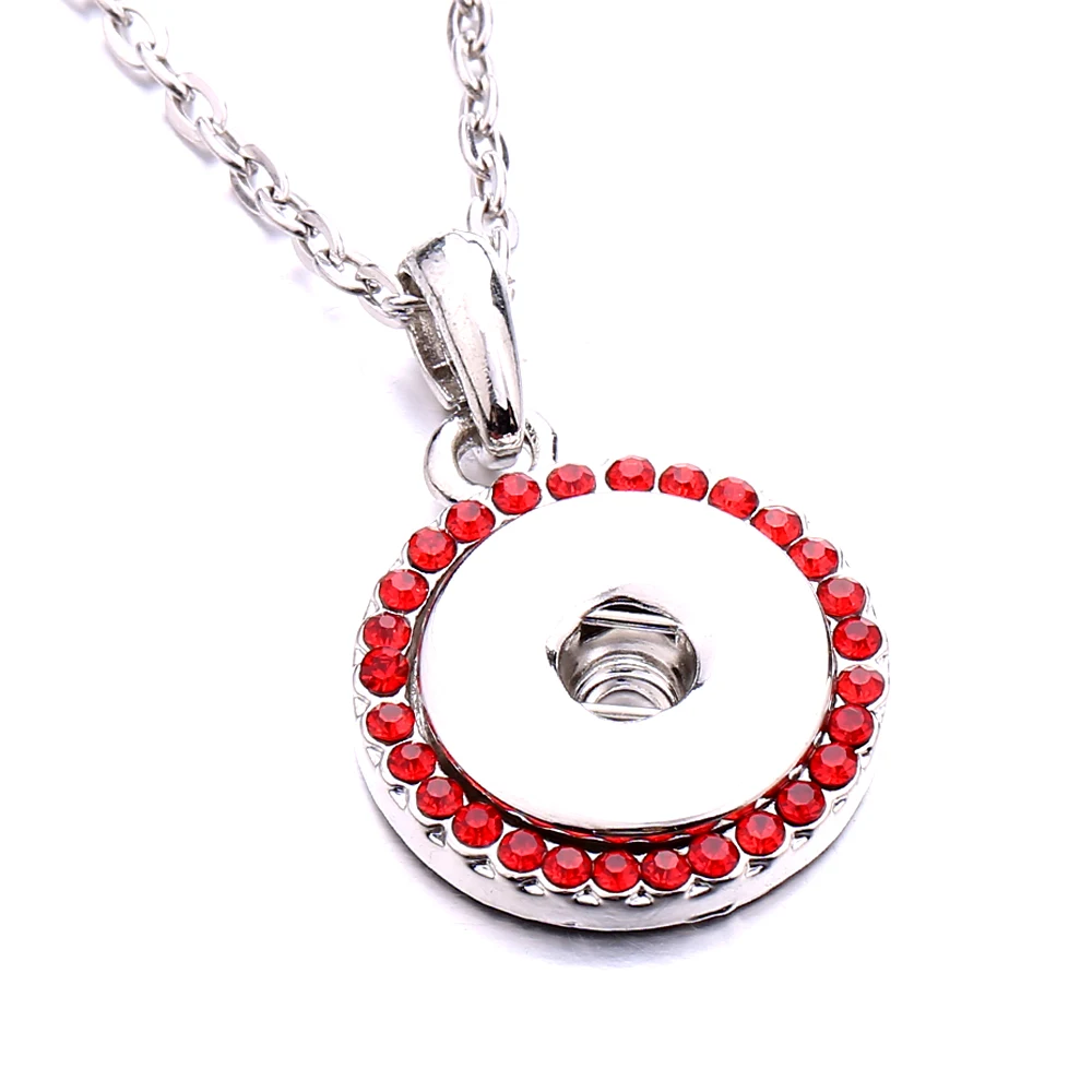 10pcs Round Shape Rhinestone Snap Button Pendant Necklace Fit DIY 18mm Metal Snaps Buttons Jewelry