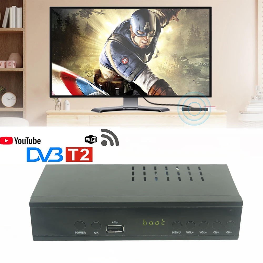 ТВ-приставка DVB T2 Wi-Fi USB 2 0 Full HD 1080P тюнер спутниковый ТВ-приемник встроенное