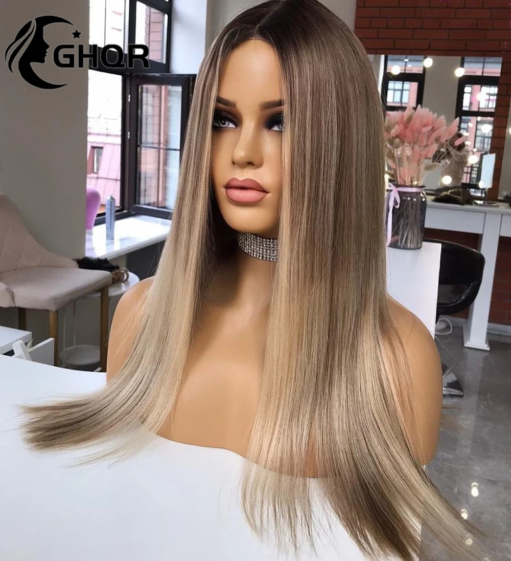 Blonde Highlight Wig Human Hair Pre Plucked 613 Colored Hd Transparent Lace Frontal Wig 13x6 Natural Straight 360 Lace Front Hum