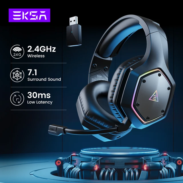 EKSA 2.4GHz Wireless Headphones E1000 WT 7.1 Surround