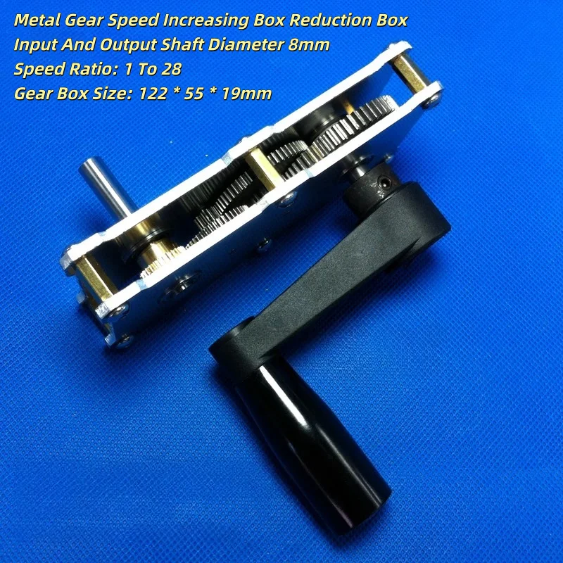Metal Gearbox with Hand Crank Metal Gear Reducer Speed-up Box Accelerator, High Torque Accelerator, Speed Reducer