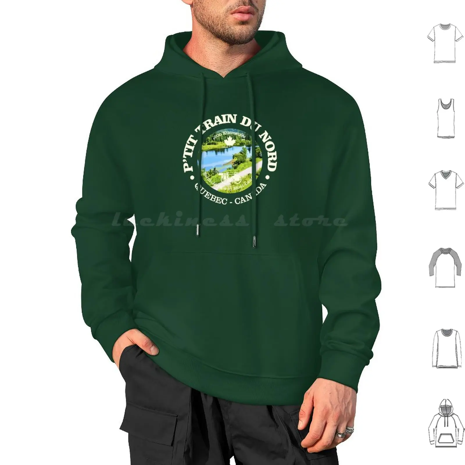 

P'Tit Train Du Nord ( Cycling C ) Hoodie cotton Long Sleeve Ptit Train Du Nord Quebec Quebec Cycling Quebec Rail Trails Rail