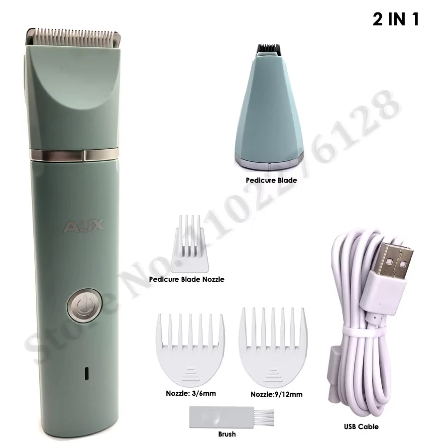 AUX C6 Cat Dog Hair Trimmer Professional Paws Nail Grinder Animal Foot Hair Cutter Remover Pet Grooming Clipper USB Rechargeable