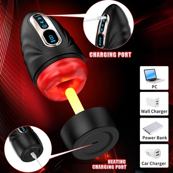 Automatic Male Masturbators Deep Throat Blowjob Machine Tongue Licking Masturbation Cup for Men Silicone Vibrator Sex Toy