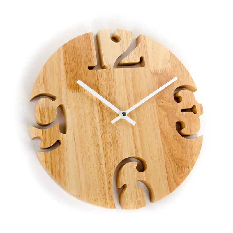 

Nordic 12 inch Wooden Wall Clock Minimalist Wooden Wall Clocks Living Room Personality Household Watches Mute Wall Clocks Indoor
