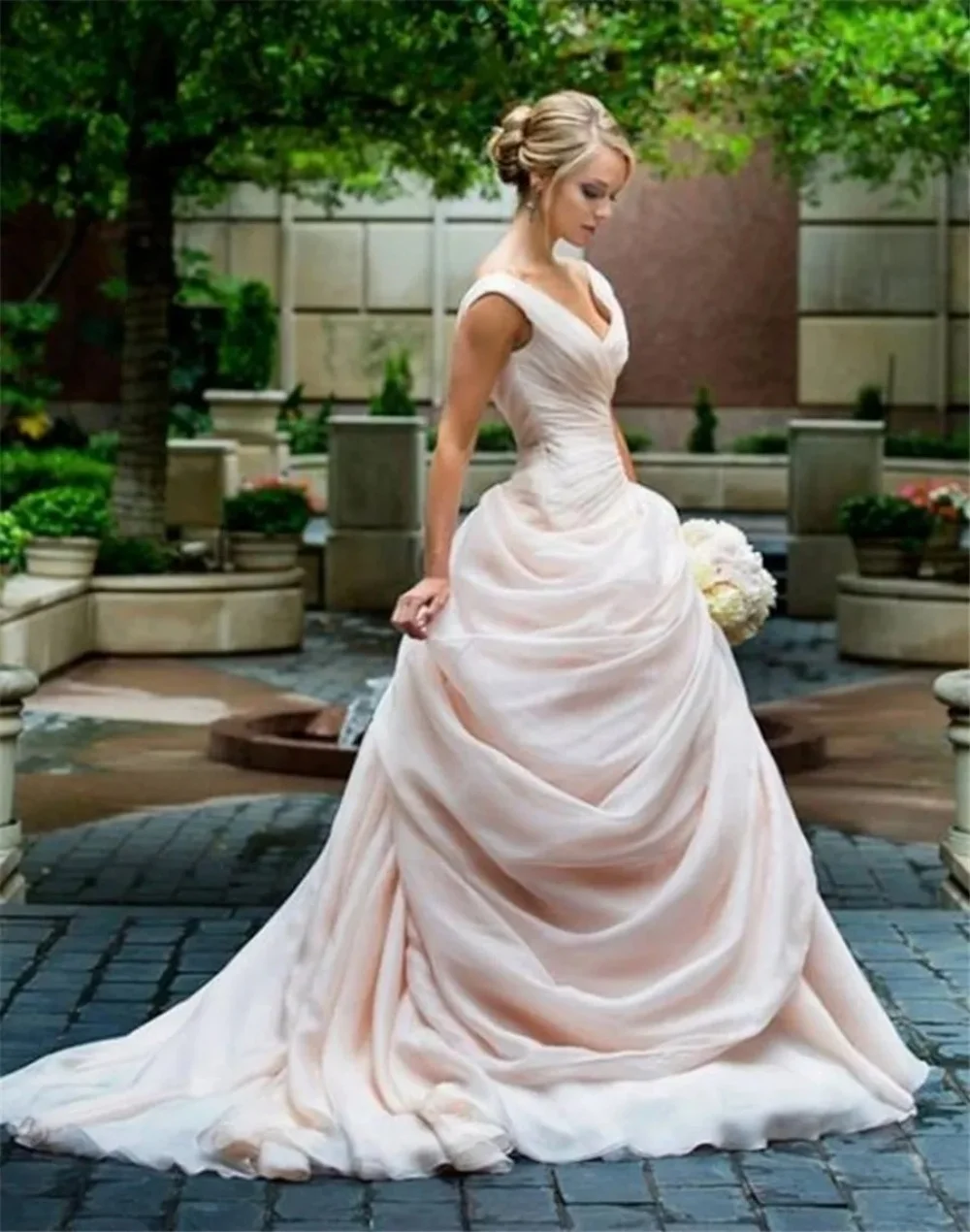 

Vestido De Novia 2024 Classic Wedding Dresses V-Neck A-Line Bride Gowns Princess Birthday Party Ball Gown Long Dresses For Prom