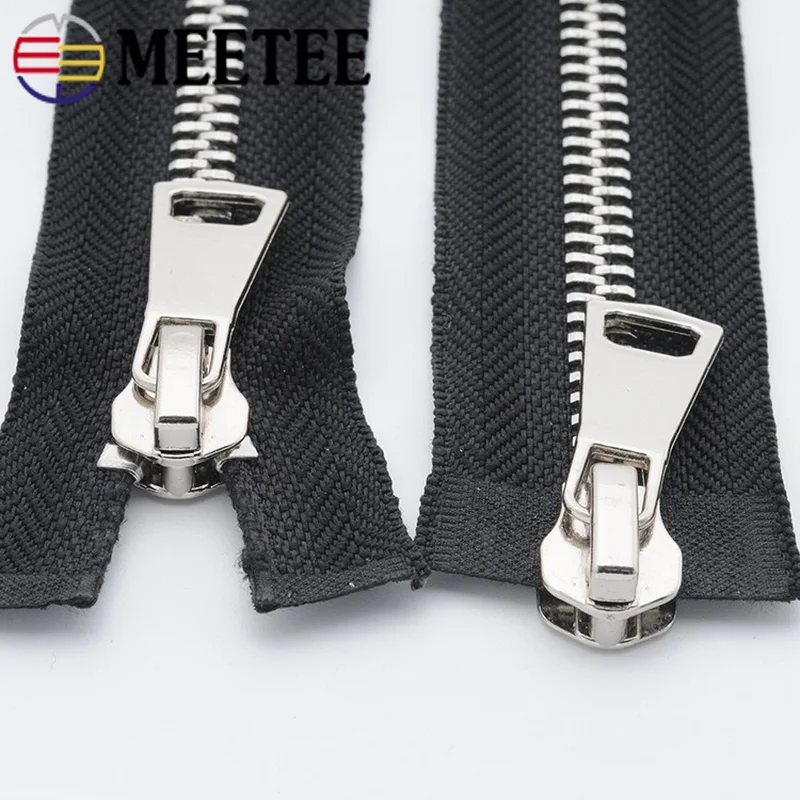 1pc Meetee 8 70/80/100/120cm Double Open End Metal Black Zippers