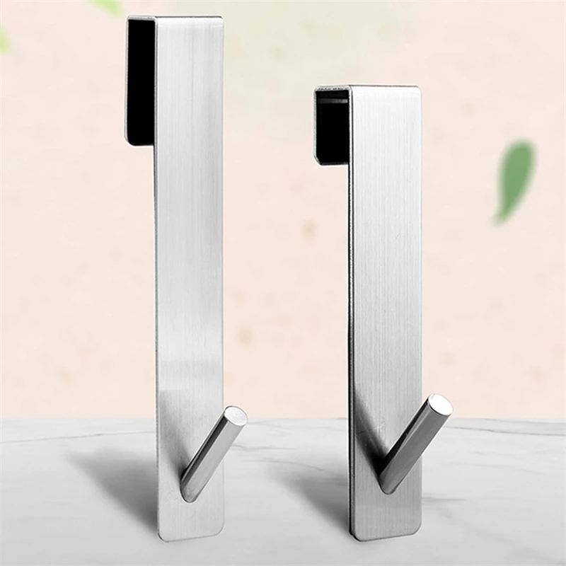 Stainless Steel Over Door Hanging Rack Bathroom Shower Door Hook For Towel Clothes Hanger Glass Door Bathroom Supplies