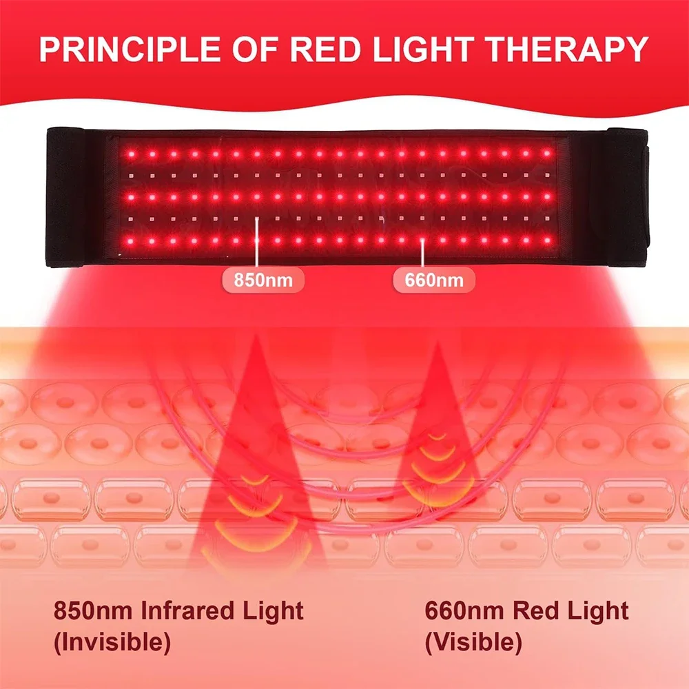 LED Light Therapy Belt Red ＆ Infrared 850nm 660nm Back Pain Relief Wrap Burn Fat Wrap Slimming Machine Waist Heat Pad Full Body