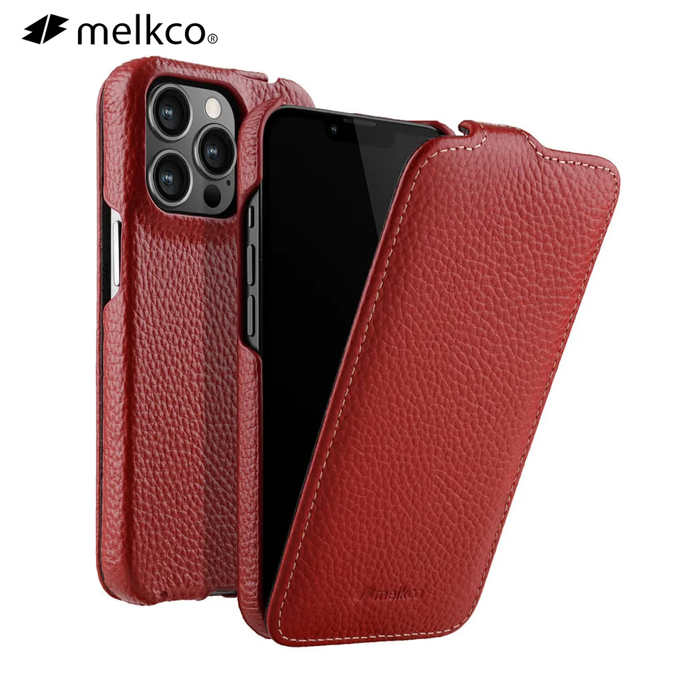 

Melkco Genuine Leather Flip Case For iPhone 13 Pro Max 12 mini 11 Business Luxury Vertical Open Real Cow Phone Cases Bag Cover