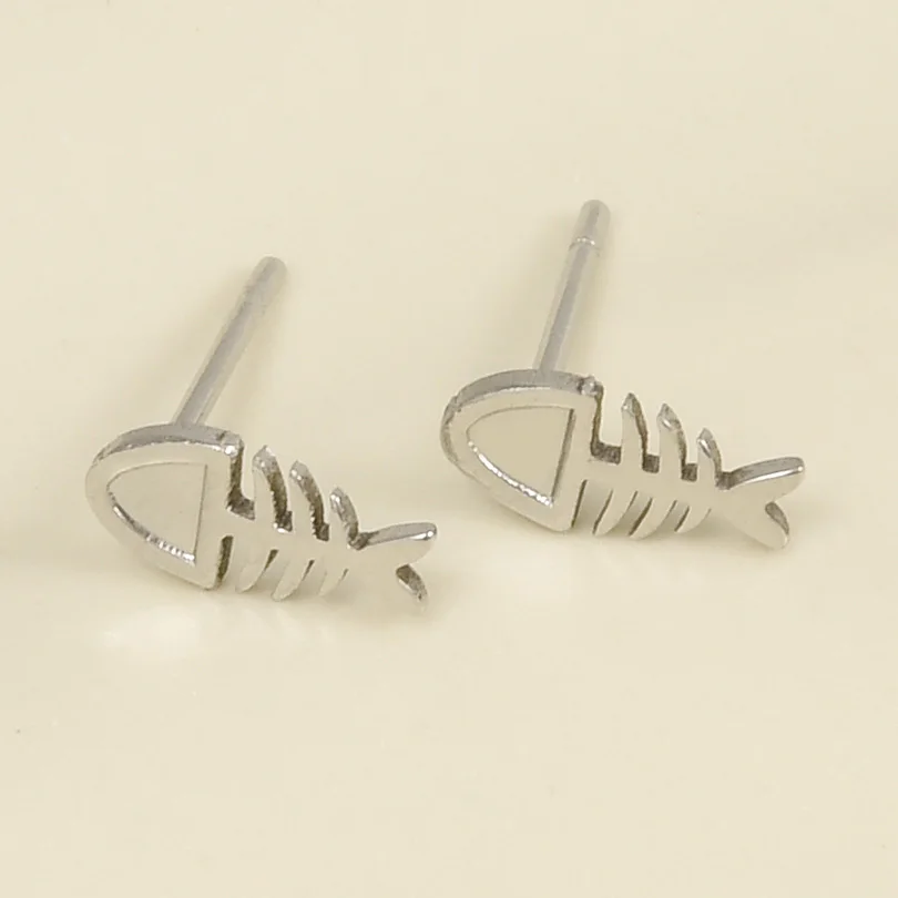 4pcs Brief Fashion Ocean Animal Earring Stainless Steel For Women Men Accessories Starfish Conch Silver Color No Fading Earrings 6