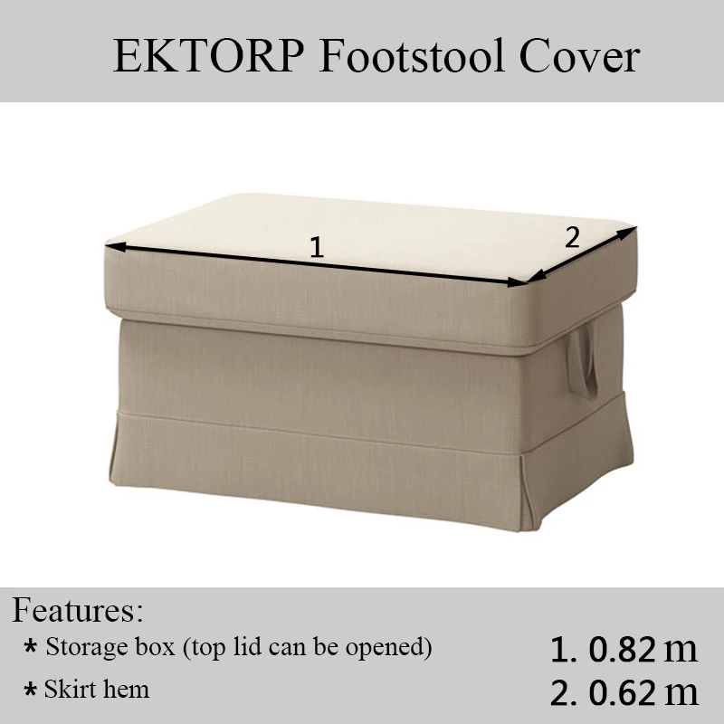 EKTORP Footstool cover Anti-slip Solid Color Slipcover Protective cover for Living Room 4