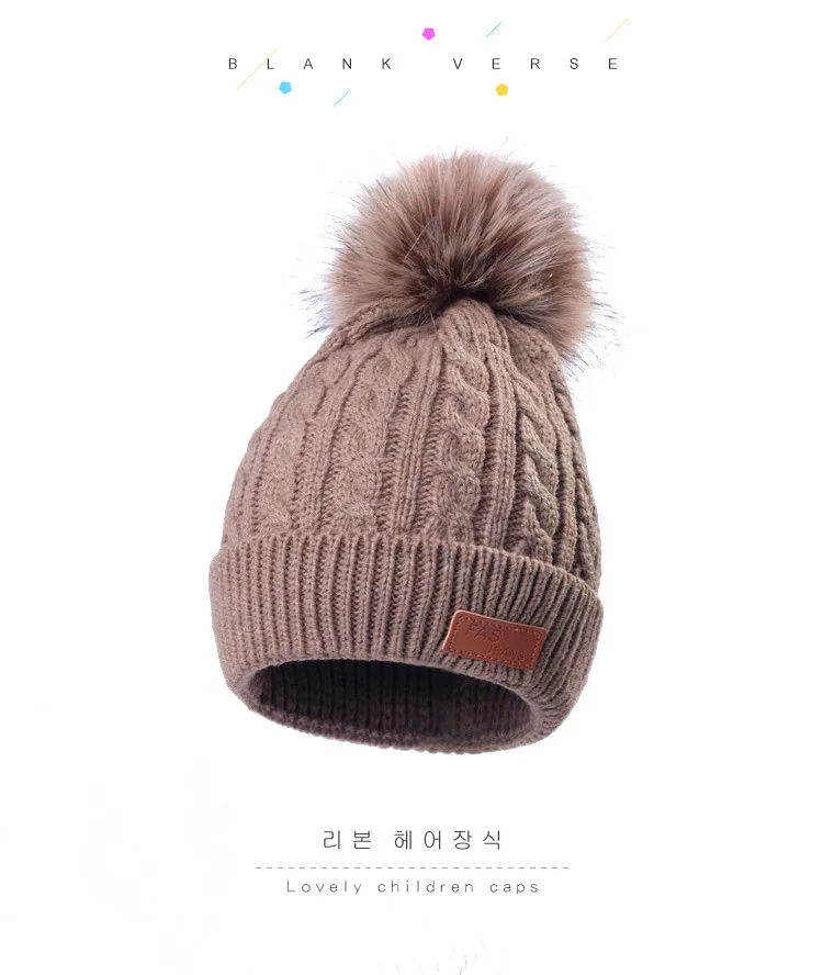 Bonnet élastique unisexe à sertir pour enfant, garde au chaud, bonnet à  pompon extérieur, casquette, document solide, automne, hiver - AliExpress