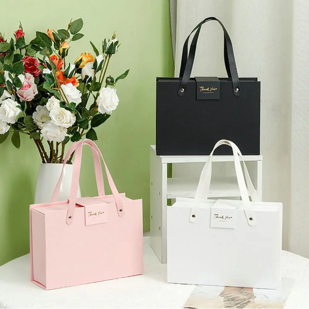 Flap Folding Gift Box with Hidden Magnetic Closure and Durable Handle – Rectangular han... - SKU FGB19472 - UGI Packaging