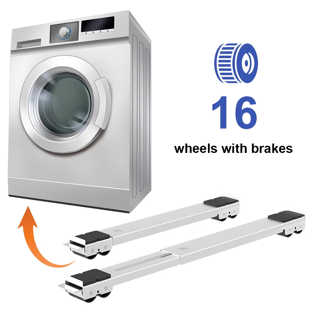 2Pcs Rail with Wheels Non Slip Refrigerator Base Holder Extensible Mobile Roller for Washing Machines Refrigerator