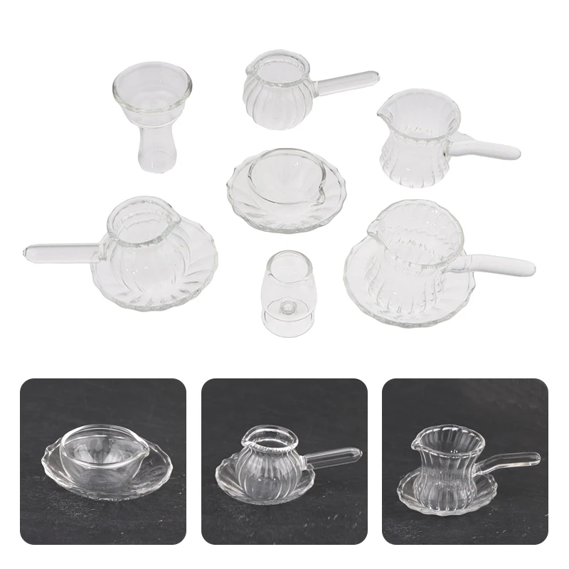 

Миниатюрная чашка для кукольного домика в масштабе 1:12, чайный набор, бокал для вина, стеклянная чашка с ручкой, поднос для десерта, посуда «сделай сам», декоративная игрушка для кукольного домика