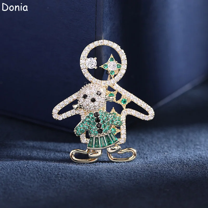 

Bobokiki Jewelry Fashion Cartoon Character Titanium Steel Micro-Inlaid AAA Zircon Luxury Retro Brooch