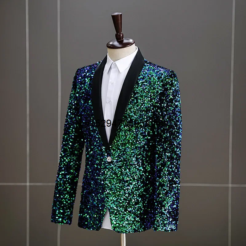 Men's Dress Sequins Fashion Stage Performance Suit Blazer