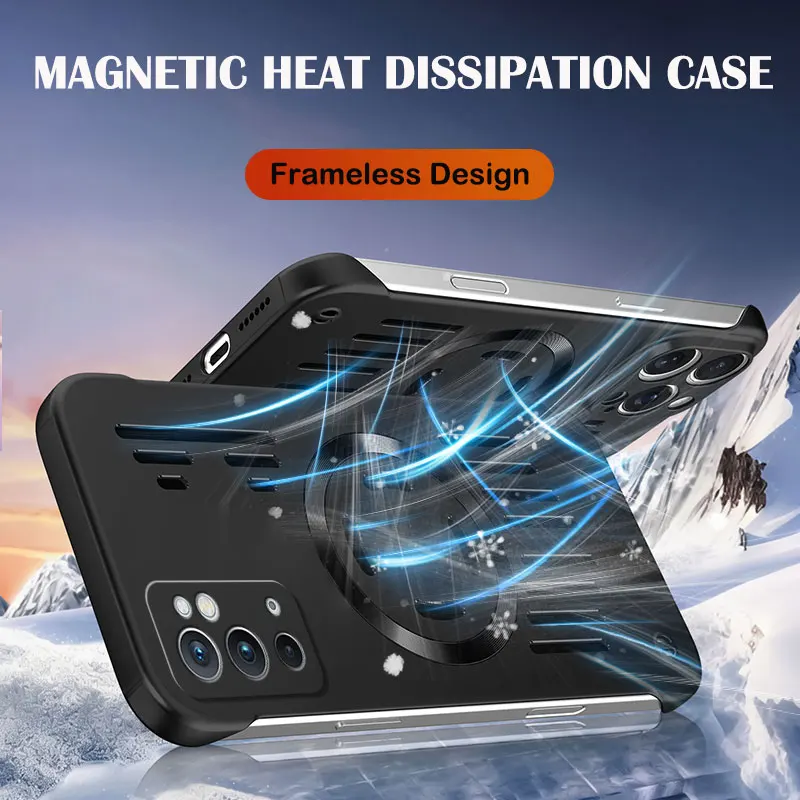 Frameless Hard Metallic Heat Dissipation Magnetic Protective Back Cover Case