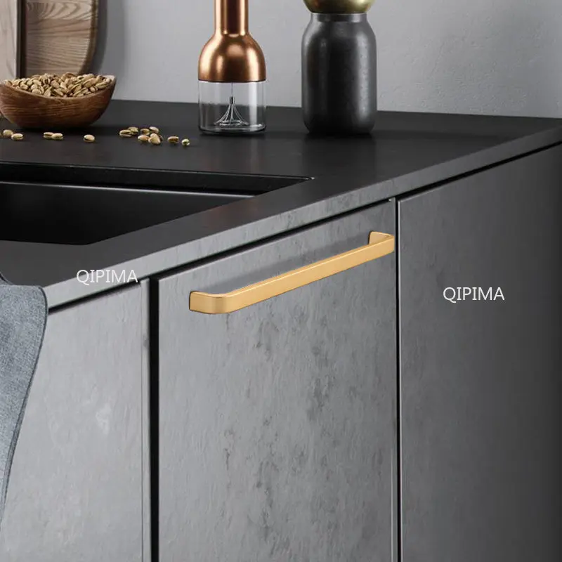 Furniture Handles 64/96/128/160/192mm Aluminum Space Kitchen Door Cabinet Straight Handle Pull Knobs Hardware