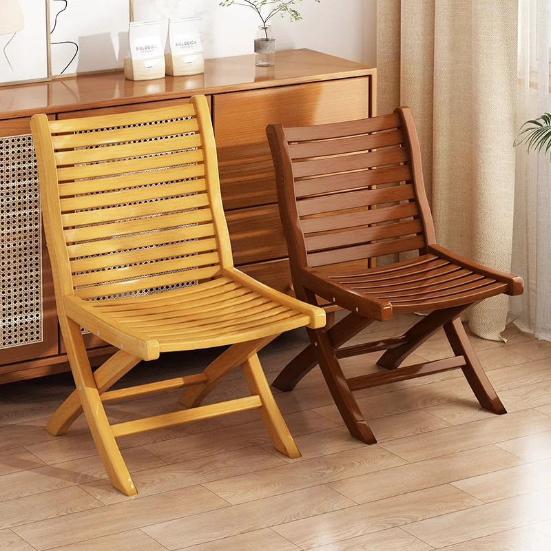Bamboo Folding Armchair Lightweight Portable Chair for Fishing Space-Saving Wooden Seat for Home or Outdoor Activities Practical