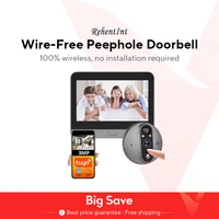 3MP Smart Life Tuya 1080P WiFi Door Bell Eye Peephole Camera 5000mAh Battery PIR Motion Detector IR Alexa Google Digital Viewer