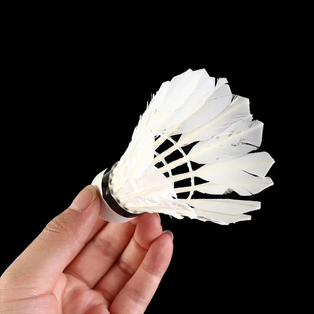 White Elastic Game Sports Outdoor Cork Badminton Balls Goose Feather 12 Pcs Shuttlecock