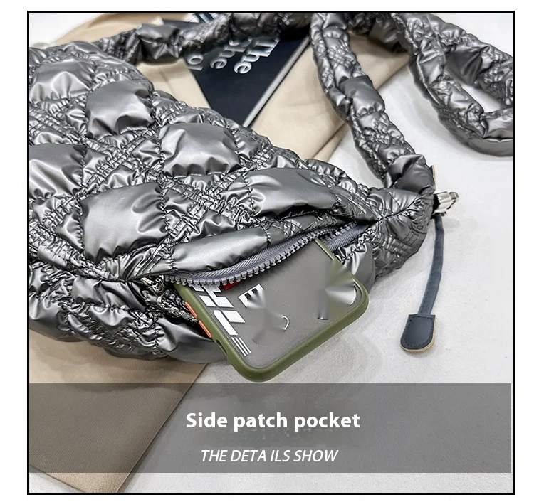 Women's Pearl Shiny Dumpling Bag Large Capacity Shoulder Bag_voghion.com